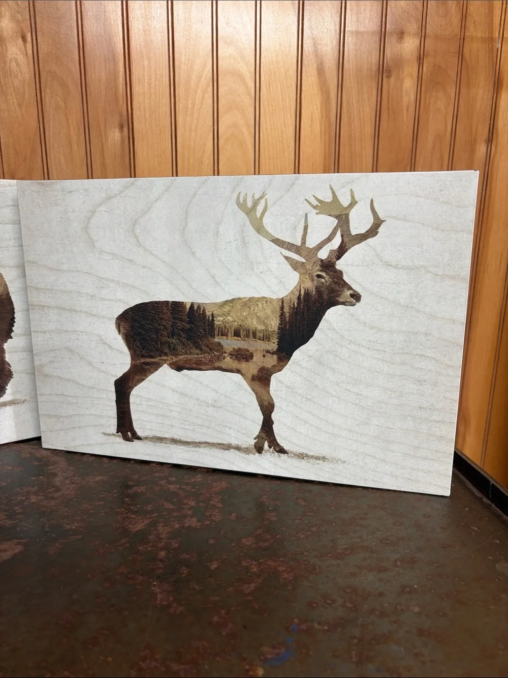 IKEA BJORNAMO “Wild Animals II” Deer & Bear Wooden Block Wall/Shelf Art Set